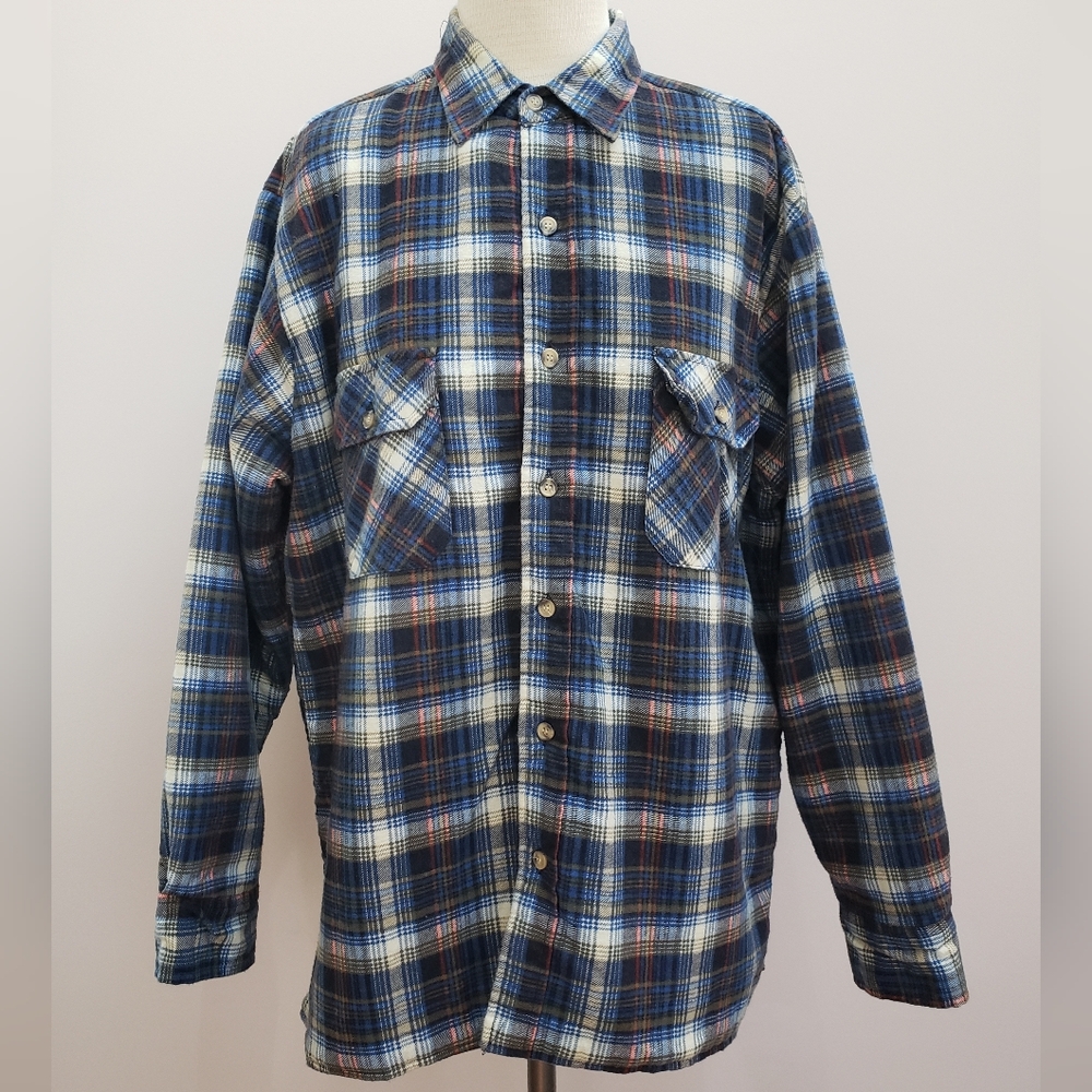 Vintage Trails End Blue Plaid Quilt-lined Shacket, Size Large